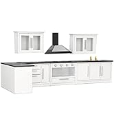 JTLB 7pcs 1:12 Mini Dollhouse Kitchen Cabinet Simulation Life Scene Dollhouse Modern Kitchen Set