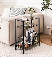 Yoobure Narrow Side Table with Storage Basket, Small End Table for Small Spaces Skinny Side Table...