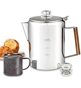 APOXCON Coffee Percolator Camping Coffee Pot Stainless Steel Coffee Maker with Two Heat Resistant...
