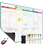 MaxGear Weekly Dry Erase Board for Fridge, Magnetic Calendar Whiteboard Planner for Refrigerator ...