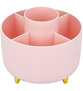 4Johor Pink Office Supplies for Desk - Pink Desk Accessories remote control holder with 5 Compart...