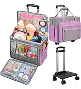 FINESUN Rolling Bag - Rolling Tote Bag - Rolling Teacher Bag - Rolling Craft Bag with Detachable ...