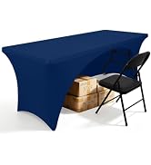 Smiry Open Back Spandex Table Cloth 6FT, Elastic Fitted Tablecloths | Washable Stretch Navy Table...