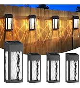 Benany Metal Solar Lights Outdoor, 4 Pack Textured Glass Solar Fence Lights, Solar Wall Lights Ou...