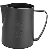 Latte Art Pitcher, 304 Stainless Steel Milk Frothing Pitcher Swan Pattern for Home (Matte Black)