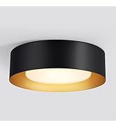 Vikaey Modern Mid Century Flush Mount Ceiling Light, 2-Light Minimalist Round Light Fixture, Blac...