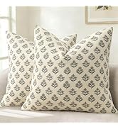YCOLL Farmhouse Floral Print Throw Pillow Covers 18x18 Set of 2, Rustic Decorative Cushion Covers...