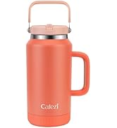Cafezi 64oz Stainless Steel Water Bottle with Flip Straw - Leak-Proof, Sweat-Free, Top and Side H...
