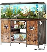 HavenlyYouth 55-75 Gallon Fish Tank Stand with Power Outlet, Rustic Wood Aquarium Table with Cabi...