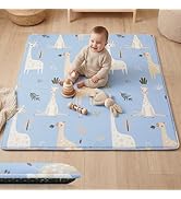 PaPaMat 1.5" Thick Baby Play Mat, 50x50 Padded Memory Foam Mat, Tummy Time Crawling Playmat for N...