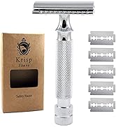 Krisp Beauty Stainless Steel Heavy Duty Double Edge Safety Razor Wet Shaving Kit for Men with 5 P...