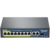 Davuaz 8 Port Gigabit PoE Switch with 2 Gigabit Uplink and 1 SFP Port, IEEE802.3af/at Compliant, ...