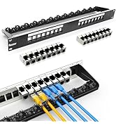PBAEGAV 16 Port Shielded Fold Blank Keystone Patch Panel 19Inch with Cable Management and Support...