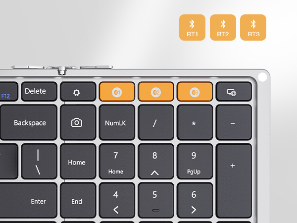 XK01 multi device foldable keyboard black silver