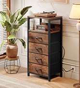 NightStand Bedside Charging Table Bedroom - Night Stand with Charger Station, Modern End Table wi...