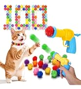 Mity rain 101PCS Cat Ball Launchers &amp; Pom Pom Balls Interactive Cat Toy Set | Safe Soft Plush Kit...