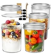 ComSaf Mason Jars 16 oz with lids - 4 Pack, Pint Mason Jars with Seal Bands, Overnight Oats Conta...