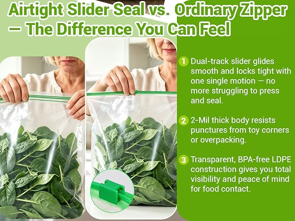 Xsourcer slider vs ordinary zipper, thick, BPA-free.