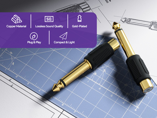Vcelink audio adapter-rca to 1/4 adapter
