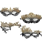 TFTSR Masquerade Masks for Women Couples,Men Mardi Gras Mask,Girls Black Gold Lace Eyes Costume,A...