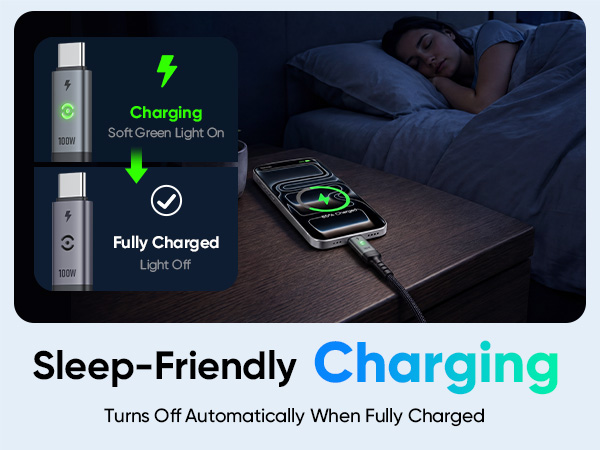 usb c to usb c avoiding light disturbance and enabling undisturbed nighttime sleep during charging