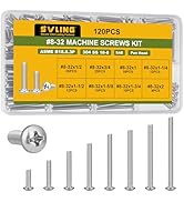 SVLING 120Pcs #8-32 Machine Screws,Phillips Pan Head Screws Bolts Assortment Kit,304 Stainless St...