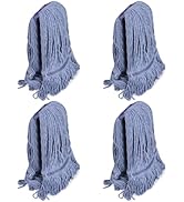 HiBaby 4 Pack Heavy Duty Commercial Mop Heads Replacement, Industrial Wet Mop Head for Floor Clea...