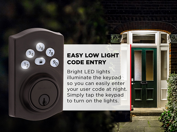 kwikset powerbolt 240 easy low light code entry bright led lights illuminate keypad night dark see