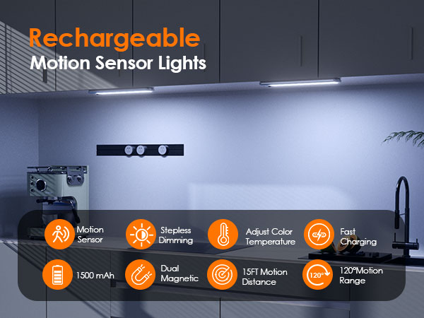 Rechargeable Motion Sensor Under-Counter Light Fixtures