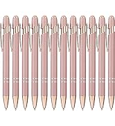 LINFANC 12 Pack Rose Gold Ballpoint Pen with Stylus Tip, 1.0 mm Black Ink Smooth Writing Pens, Me...