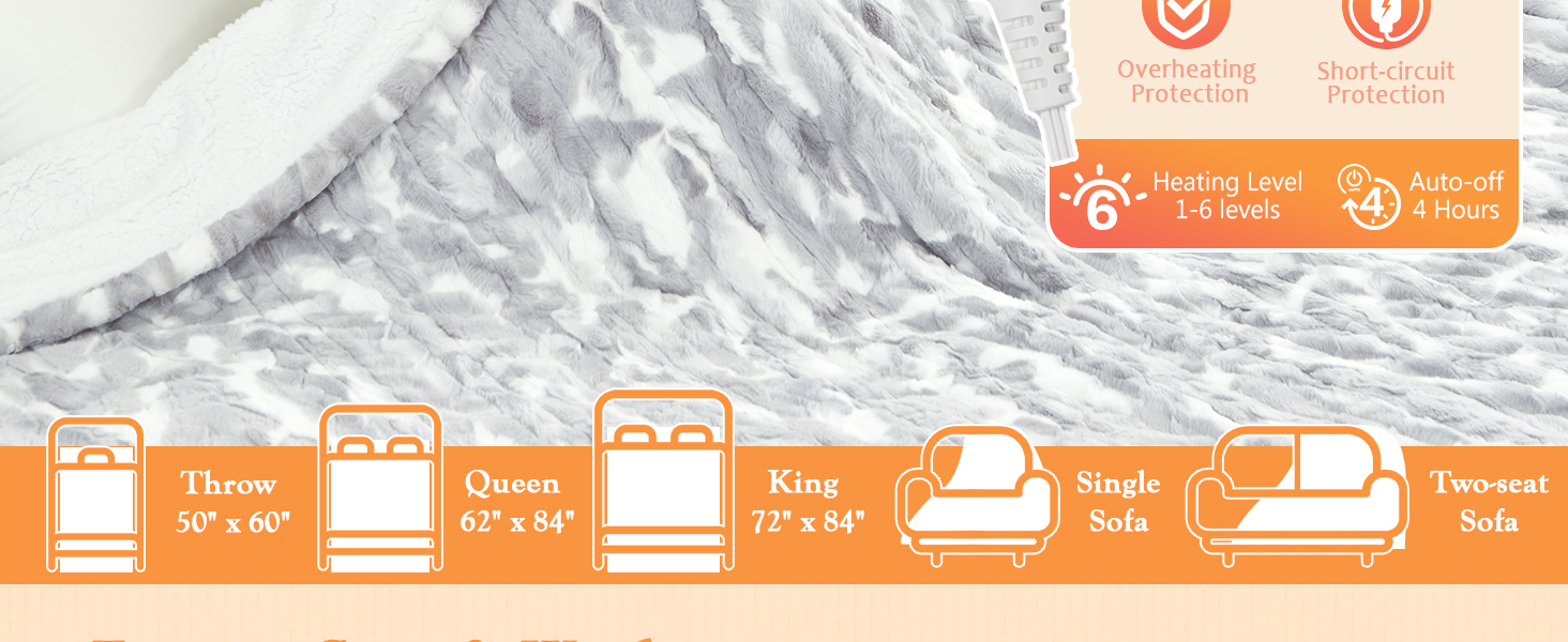 Faux Fur Heated Blanket