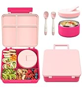 Pawtong Bento Lunch Box with 8oz Soup Thermo, Kids Leakproof Lunch Food Containers with 4 Compart...