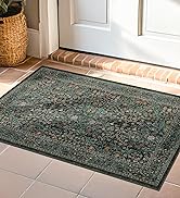 Vintage Washable Dark Green 10x14 Rug for Living Room - Extra Large Area Rug for Dining Room Unde...
