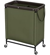 StorageWorks Laundry Hamper 2 Section, 100L Rolling Laundry Sorter Cart with Removable and Washab...
