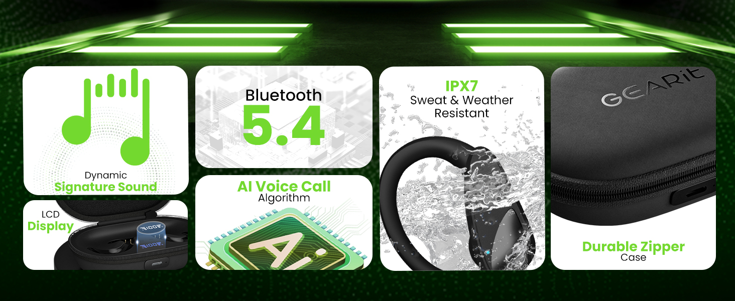 Dynamic Signature Sound LCD Bluetooth 5.4 Al Voice Call Algorithm IPX7 Sweat &amp; Weather Resistant