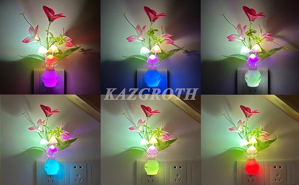 Plug in Night Light Flower Night Light Sensor Night Light LED Nursery Night Light for Kids
