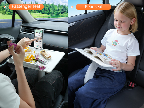 Car Seat Tray Table, Rotatable Travel Tray for Kids/Adults