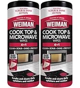 Weiman Glass Cooktop and Microwave Wipes - 2 Pack - Cleaner for Daily Use Professional Home Kitch...
