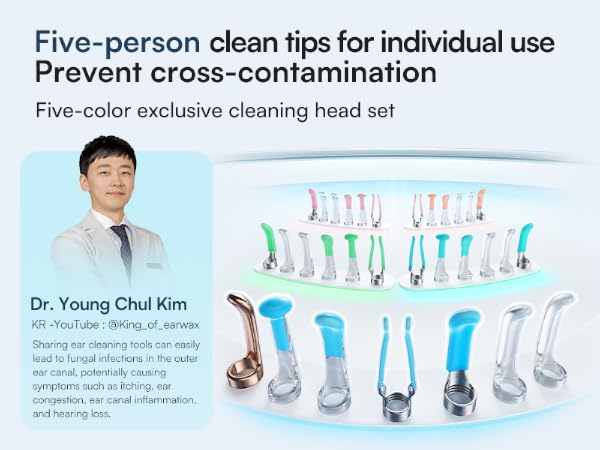 Five-color exclusive cleaning head set