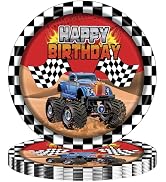 CENLBJ Racing Car Birthday Paper Plates,Monster Truck Paper Plates,50pcs 7inch Disposable,for Kid...