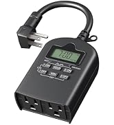 DEWENWILS Outdoor Timer Outlet Waterproof, Outdoor Digital Timer for Lights, Programmable with 2 ...