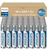 PHILIPS AAA Batteries 48 Pack, Ultra Alkaline Triple A Batteries, 1.5v Batteries AAA, Ultimate Lo...