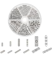 Pandahall 160pcs 6 Styles Rectangle Spacer Bar Beads Tibetan Antique Silver 3 4 6 Hole Multi Stra...