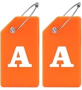 Gostwo 2 Pack Silicone Luggage Tags for Suitcases, 26 Initial Letter Baggage Labels Handbag Schoo...