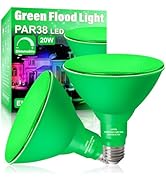 LOXYEE PAR38 Flood Green Light Bulb,2 Pack-Dimmable,E26 Base Green Flood Light Outoor(20W Replace...