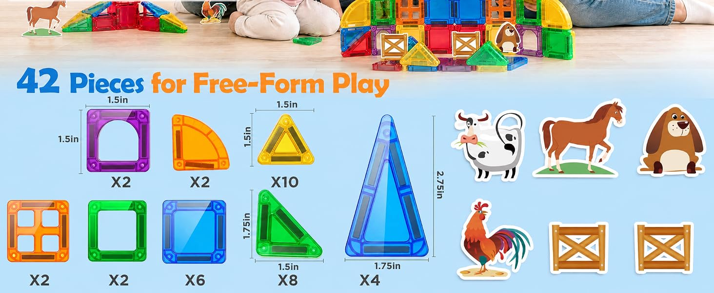Magnetic Building Tiles 3D Blocks Construction Playboards STEM Creative Educational Toys for Kids
