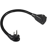 [1 Pack] 8inch Flat Plug Short Power Extension Cord - Black Low Profile Flat Plug Short 3 Prong G...