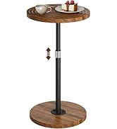 Asgolion Round Side Table, Adjustable-Height Small Drink Table, Pedestal Martini Stand, Weighted ...