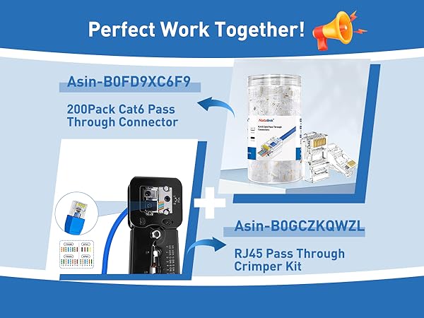 RJ45 Pass Through Crimper Kit perfect with Cat6 PassThrough Connector