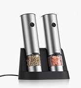 FORLIM Electric Salt and Pepper Grinder Set, USB Rechargeable Automatic Salt and Pepper Grinder S...